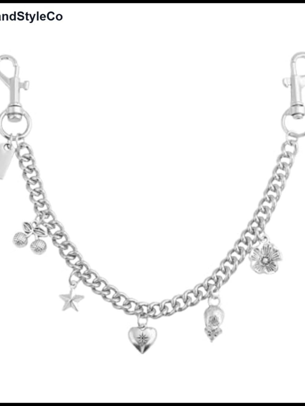 Chunky Metal Purse Chain Heart Star Strawberry Charms Handbag Accessory